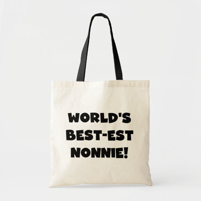 Black Text World's Best Nonnie Gifts Tygkasse (Framsidan)