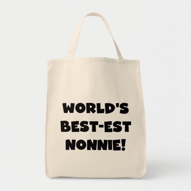 Black Text World's Best Nonnie Gifts Tygkasse (Framsidan)