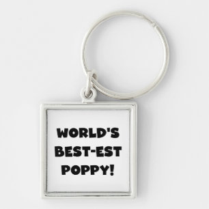 Black Text World's Best Poppy Gifts Fyrkantig Silverfärgad Nyckelring