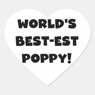 Black Text World's Best Poppy Gifts Hjärtformat Klistermärke