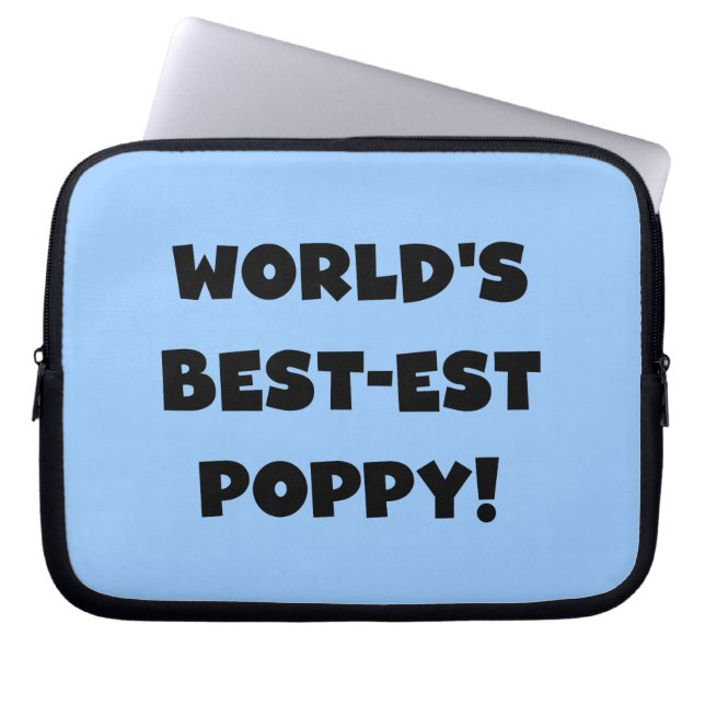 Black Text World's Best Poppy Gifts Laptop Sleeve (Framsidan)