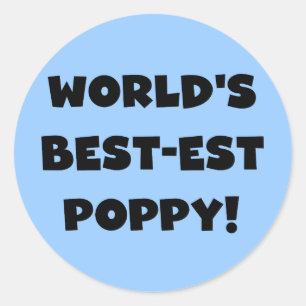 Black Text World's Best Poppy Gifts Runt Klistermärke