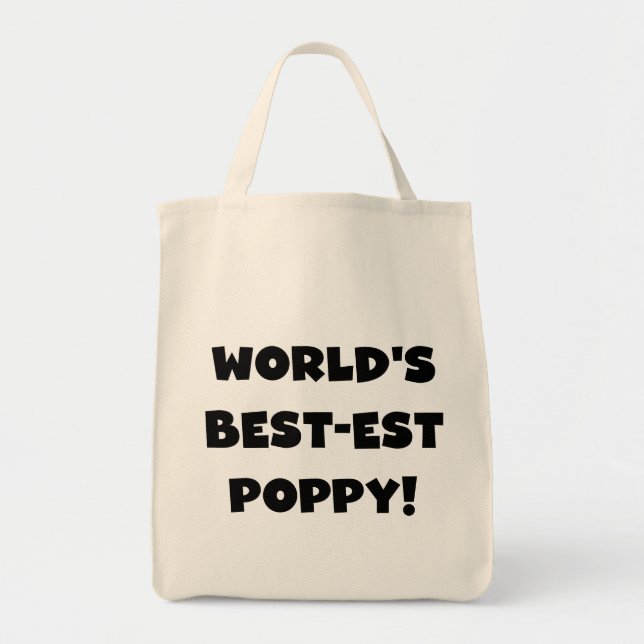 Black Text World's Best Poppy Gifts Tygkasse (Framsidan)