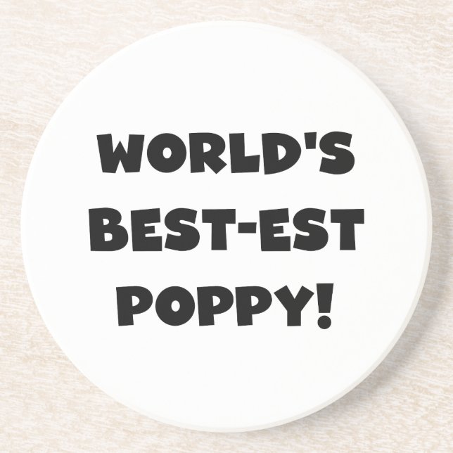 Black Text World's Best Poppy Gifts Underlägg Sandsten (Framsidan)