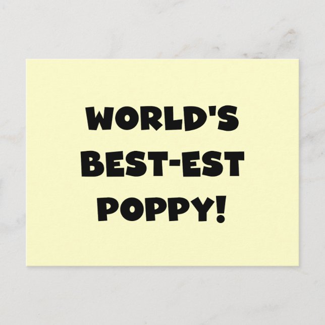Black Text World's Best Poppy Gifts Vykort (Framsida)