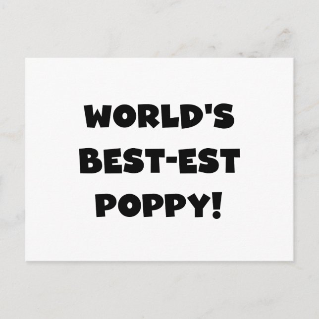 Black Text World's Best Poppy Gifts Vykort (Framsida)