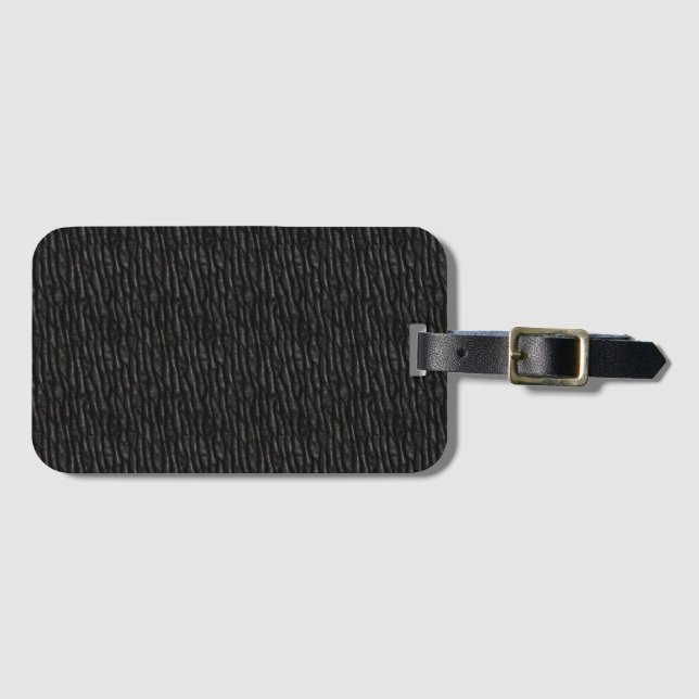 Black Textured Faux Black Leather Bagagebricka (Framsida horisontal)