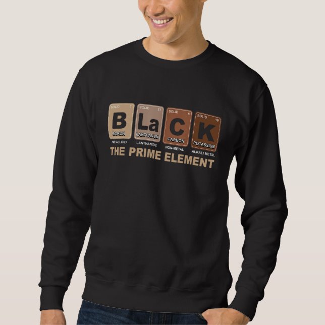Black The Prime Element Black History Month Period Lång Ärmad Tröja (Framsida)