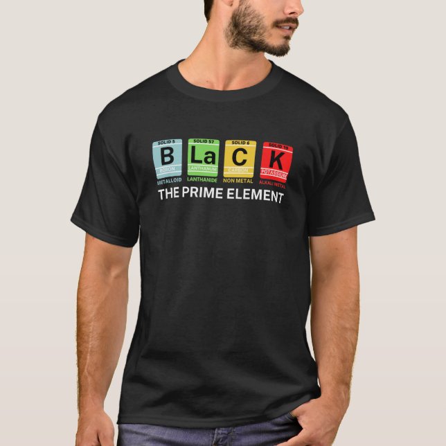 Black The Prime Element Black History T-Shirt (Framsida)