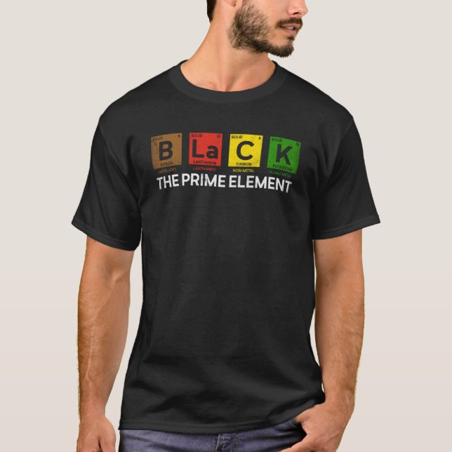 Black The Prime Element Periodic Table Black Histo T Shirt (Framsida)
