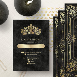 Black Tiara Krona Elegant Quinceanera OSA Kort
