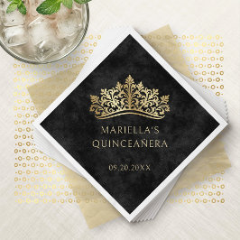 Black Tiara Krona Elegant Quinceanera Pappersservett