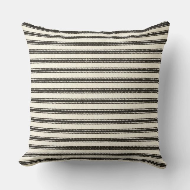 Black Ticking Rand Kudde (Framsida)