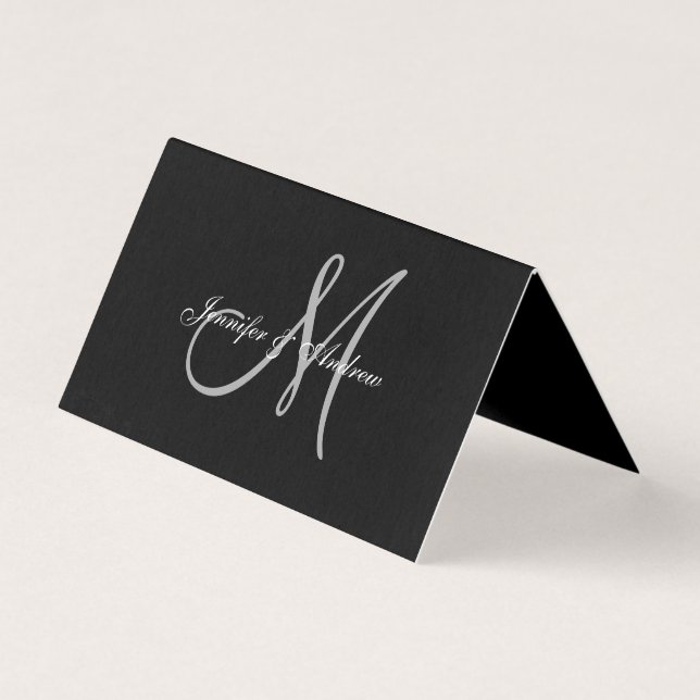 Black Tie Affair Elegant Monogram Namn Bröllop Kort (Baksida)