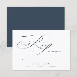 Black Tie Bröllop i den blå Eleganten Calligraphy OSA Kort