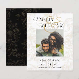Black Tie Bröllop Theme Vintage Guld Damask