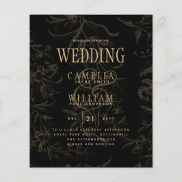Black Tie Bröllop Theme Vintage Guld Damask Flygblad