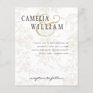 Black Tie Bröllop Theme Vintage Guld Damask Flygblad