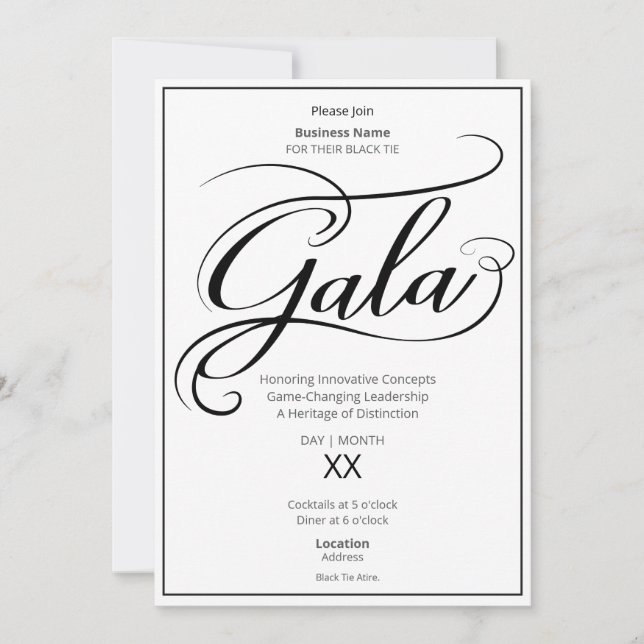 Black Tie Business Gala Invitation Inbjudningar (Framsida)