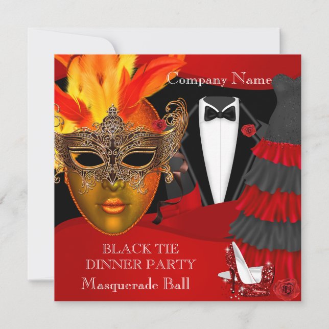 Black Tie Corporate Formal Masquerad Boll Inbjudningar (Framsida)