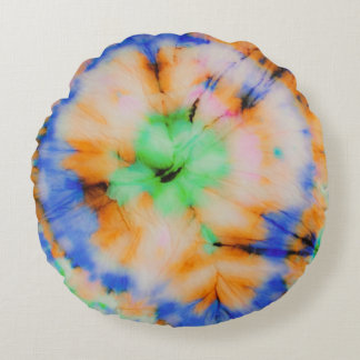 Black Tie Dye, Grungy Vintage. Rund Kudde