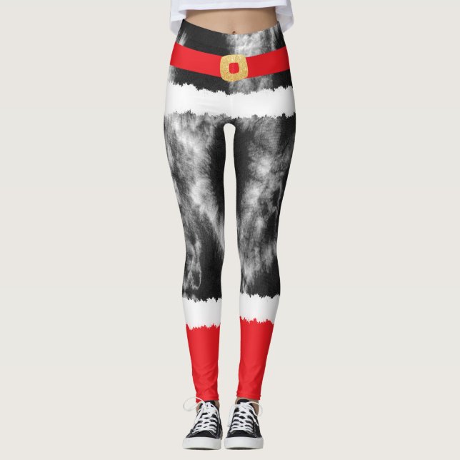Black Tie Dye Jultomten Costume jul Leggings (Framsida)