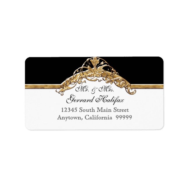 Black Tie Elegance 2 Golden Matching Address Label Adressetikett (Framsidan)