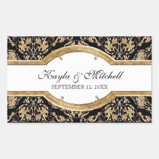 Black Tie Elegance 2, Golden Matching Sticker Seal Rektangulärt Klistermärke