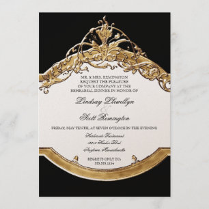 Black Tie Elegance 2, Golden Rehearsal Dinner Inbjudningar