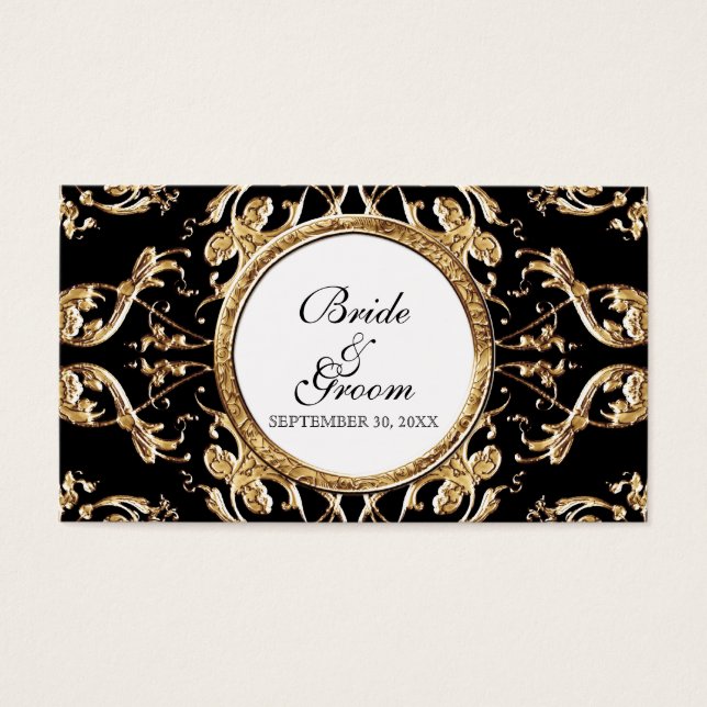 Black Tie Elegance 2 - Märkre för bröllopsfavorite Visitkort (Framsidan)