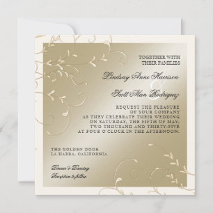 Black Tie Elegance, Champagne Cream Bröllopskort Inbjudningar