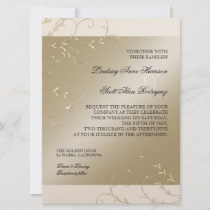 Black Tie Elegance, Champagne Cream Bröllopskort Inbjudningar