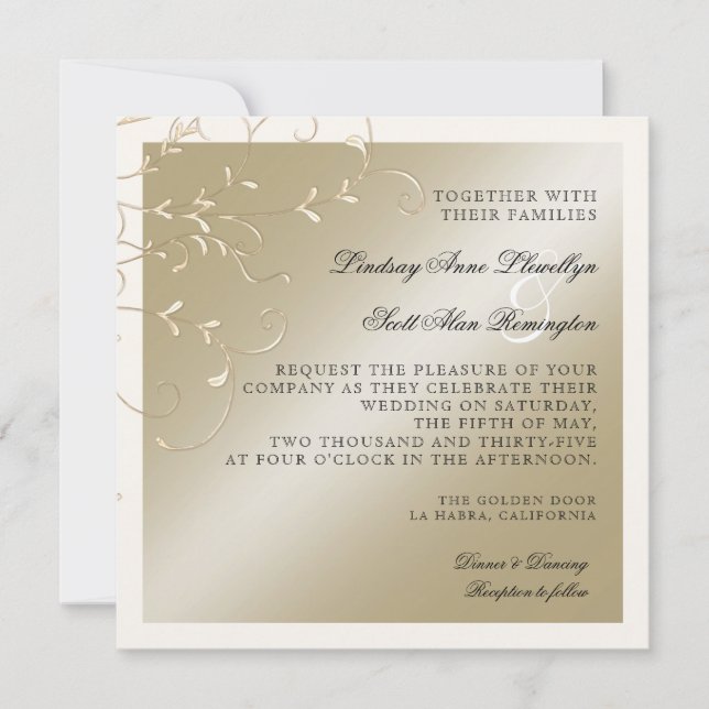 Black Tie Elegance, Champagne Cream Bröllopskort Inbjudningar (Framsida)
