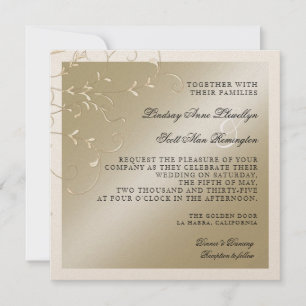Black Tie Elegance, Champagne Cream Bröllopskort Inbjudningar