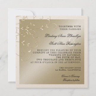 Black Tie Elegance, Champagne Cream Bröllopskort Inbjudningar