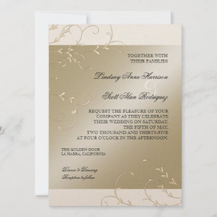 Black Tie Elegance, Champagne Cream Bröllopskort Inbjudningar