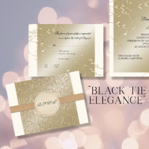 Black Tie Elegance, Champagne Cream Bröllopskort