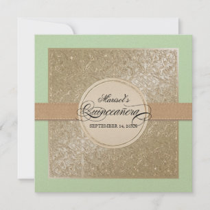 Black Tie Elegance, Champagne Cream Quinceanera Inbjudningar