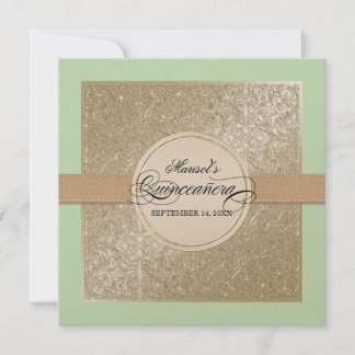 Black Tie Elegance, Champagne Cream Quinceanera Inbjudningar