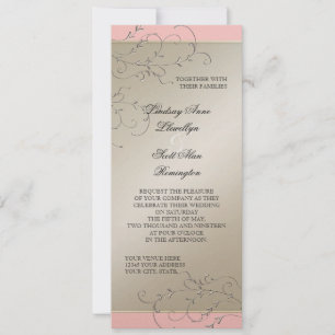 Black Tie Elegance, Champagne Silver Bröllop Inbjudningar