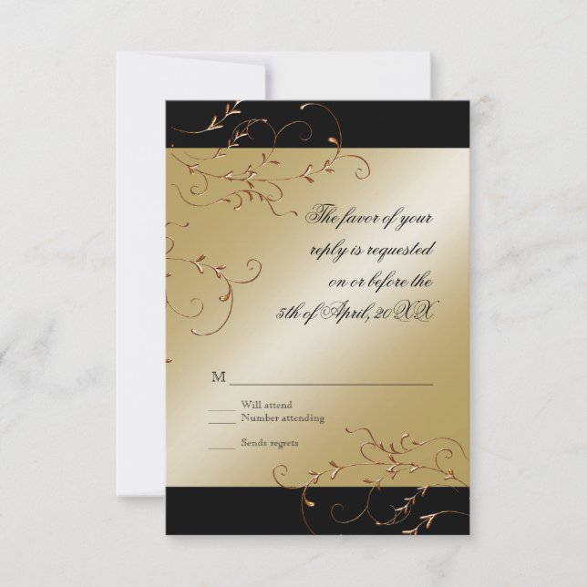 Black Tie Elegance, Golden OSA Responcard Kort (Framsida)