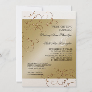 Black Tie Elegance, Golden Save the Date Inbjudnin Spara Datumet