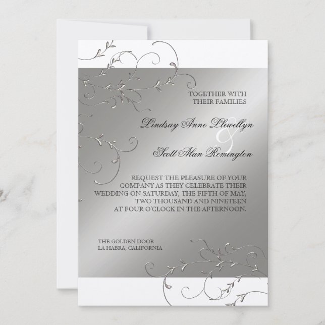 Black Tie Elegance, inbjudningar till Silver-bröll (Framsida)