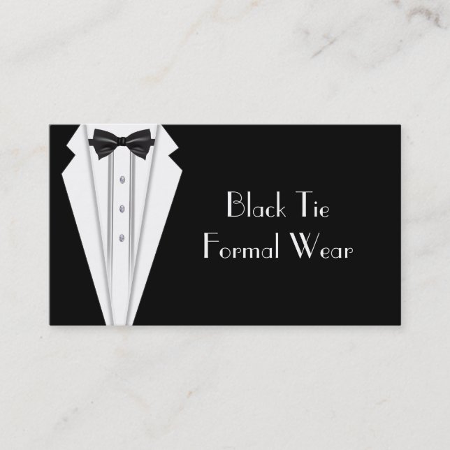 Black Tie Forme Tuxedo Business Visitkort (Framsida)