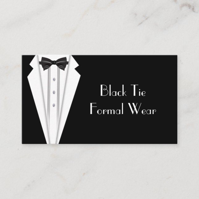 Black Tie Forme White Tuxedo Business Visitkort (Framsida)