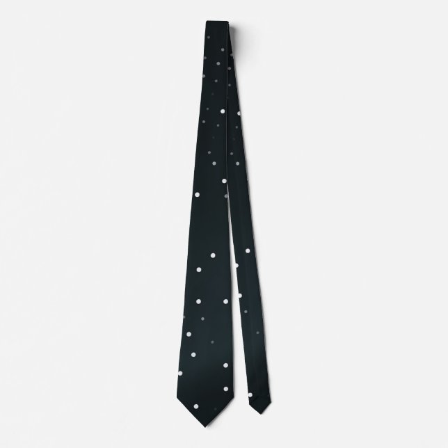 Black Tie med Elegant White Dots Mönster Slips (Framsida)