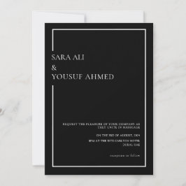 Black Tie Modern Minimal Script Muslim Bröllop Inbjudningar