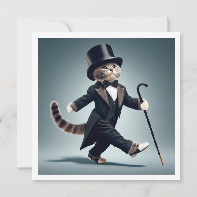 Black tie party, dansk tävling, katt inbjudningar (Framsida)