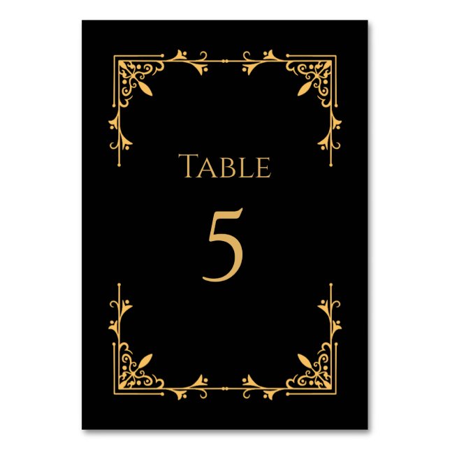 Black Tie Royal Regency Wedding Table Number Bordsnummer (Framsidan)