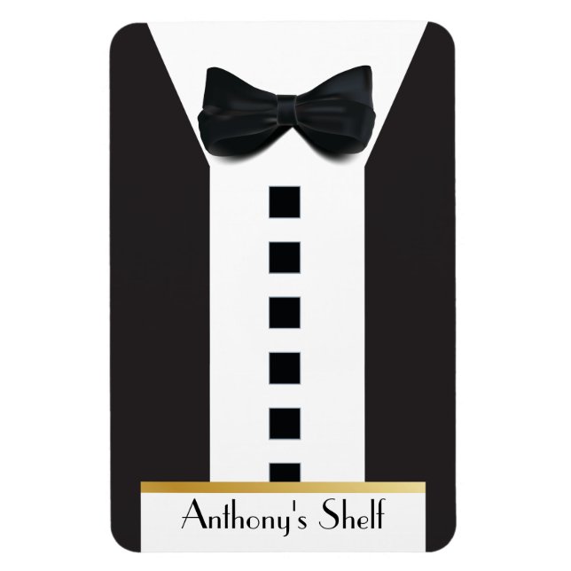 Black Tie Tuxedo 🎩 Funny Monogram Fridge Magnet (Vertikal)